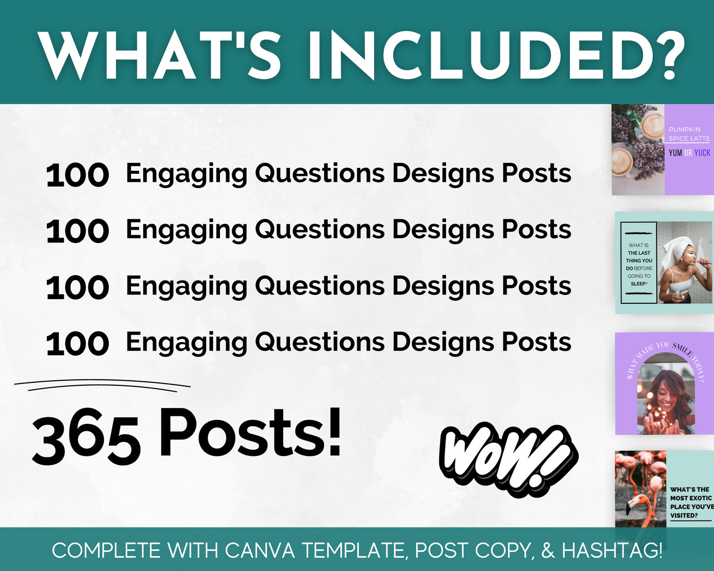 Engaging Questions for Social Media Post Bundle with Canva Templates