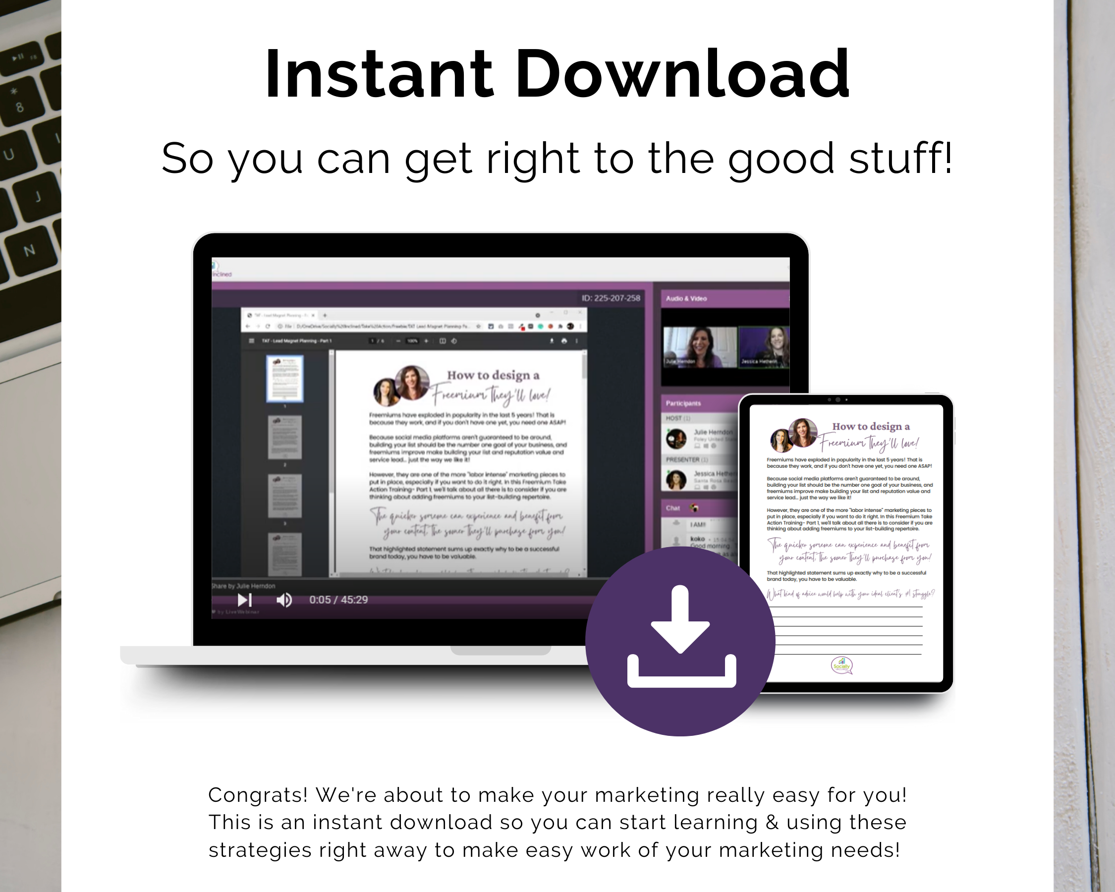 Instant download of the TAT - Lead Magnet - Freebie Planning Masterclass by Get Socially Inclined for quick access to the content.