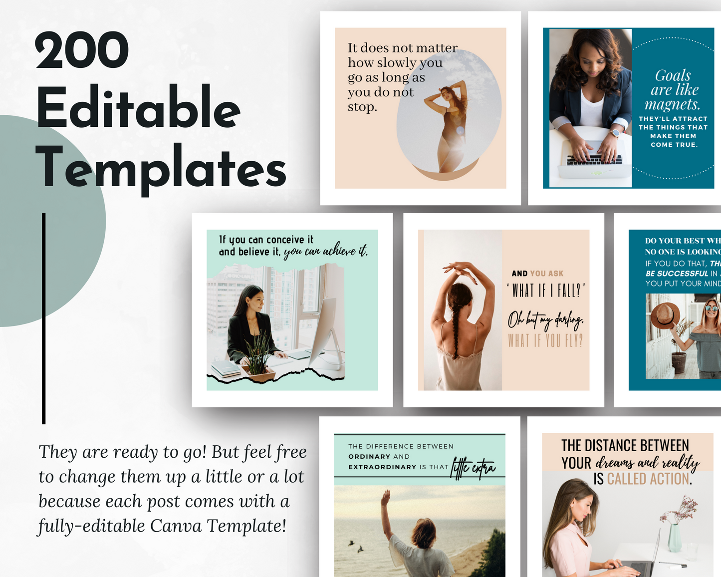 200 editable Life Coaching Social Media Post Bundle with Canva Templates for content creation and Socially Inclined's social media following growth.