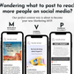 Three smartphones show social posts—Motivation, Visibility, and Presence—with the question "Wondering what to post to boost audience engagement?" Discover the AUGUST Daily Posting Plan by Get Socially Inclined for daily ideas!.