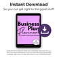 Instant download Business Plan Planner template from Get Socially Inclined.