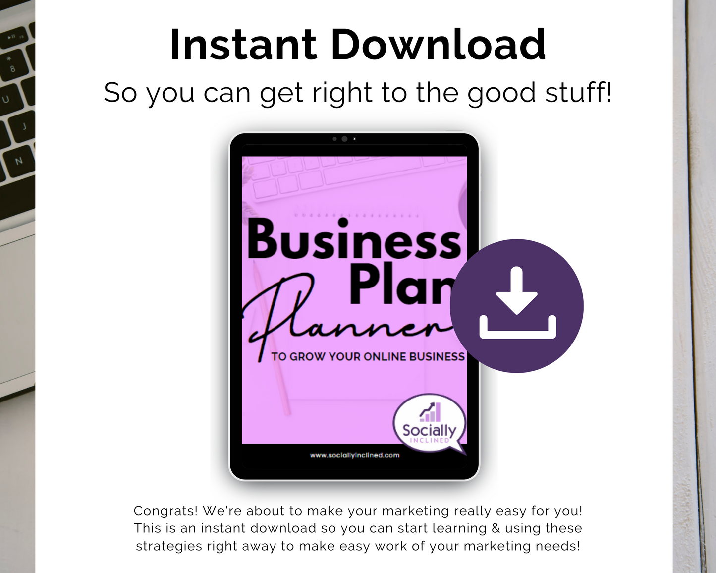 Instant download Business Plan Planner template from Get Socially Inclined.