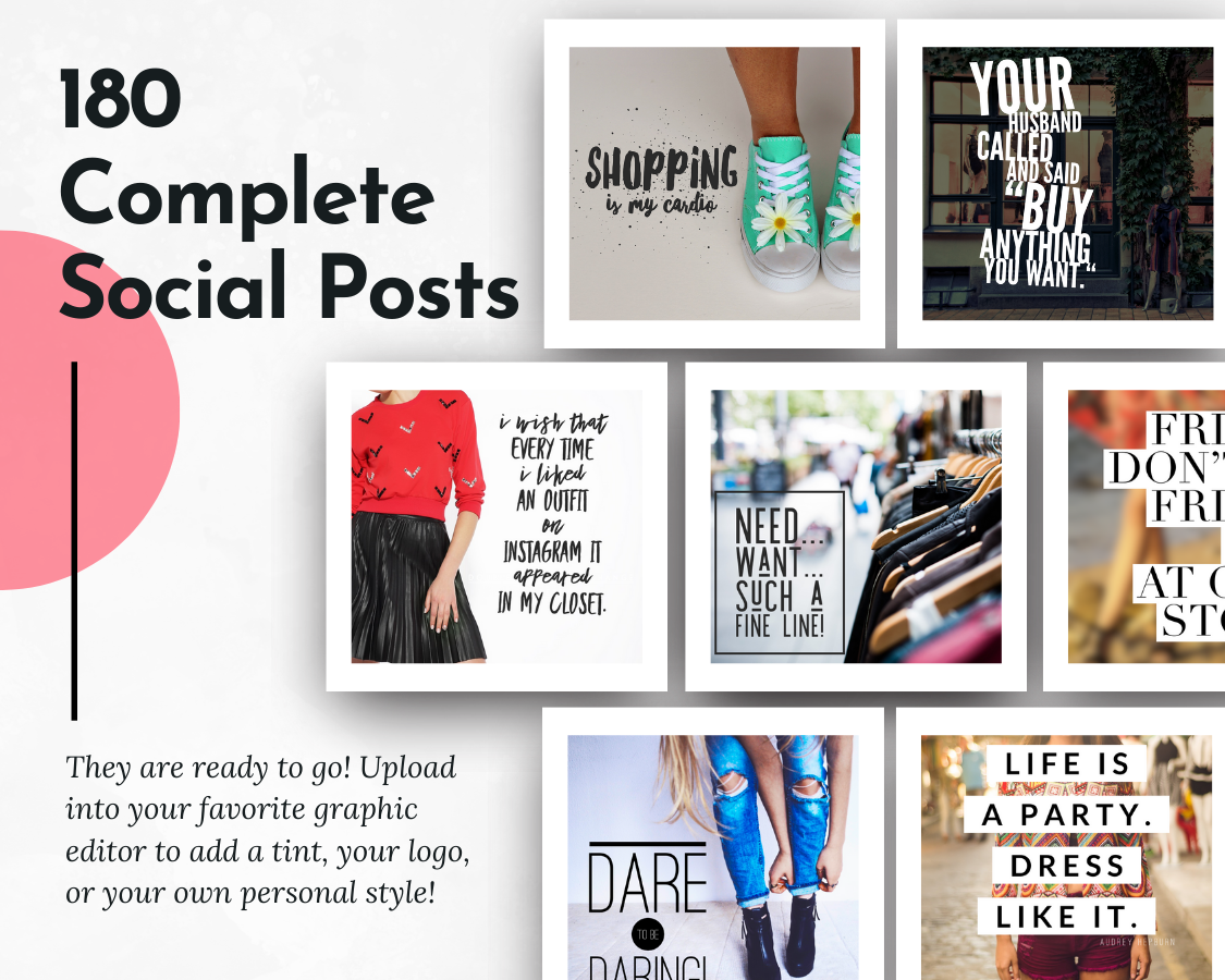 Create and publish engaging social media posts for Socially Inclined, incorporating important keywords such as fashion, using the FASHION & SHOPPING Social Media Post Bundle.