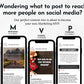 Three smartphones display social media posts with headings "Motivation," "Visibility," and "Presence" beneath a text about enhancing engagement and growth. Get ready for your November social media posts with tips from the November Daily Posting Plan by Get Socially Inclined.