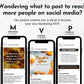 Three smartphones display different social media posts under headings: Motivation to Attract, Visibility to Engage, and Presence to Connect. A banner above reads, "Wondering what to post to reach more people on social media? Get Socially Inclined with our October Daily Posting Plan - Your Social Plan.