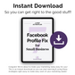 Optimize your Facebook profile with Get Socially Inclined's Facebook Profile Fix 7-Day Action Plan for an instant boost to your small business.