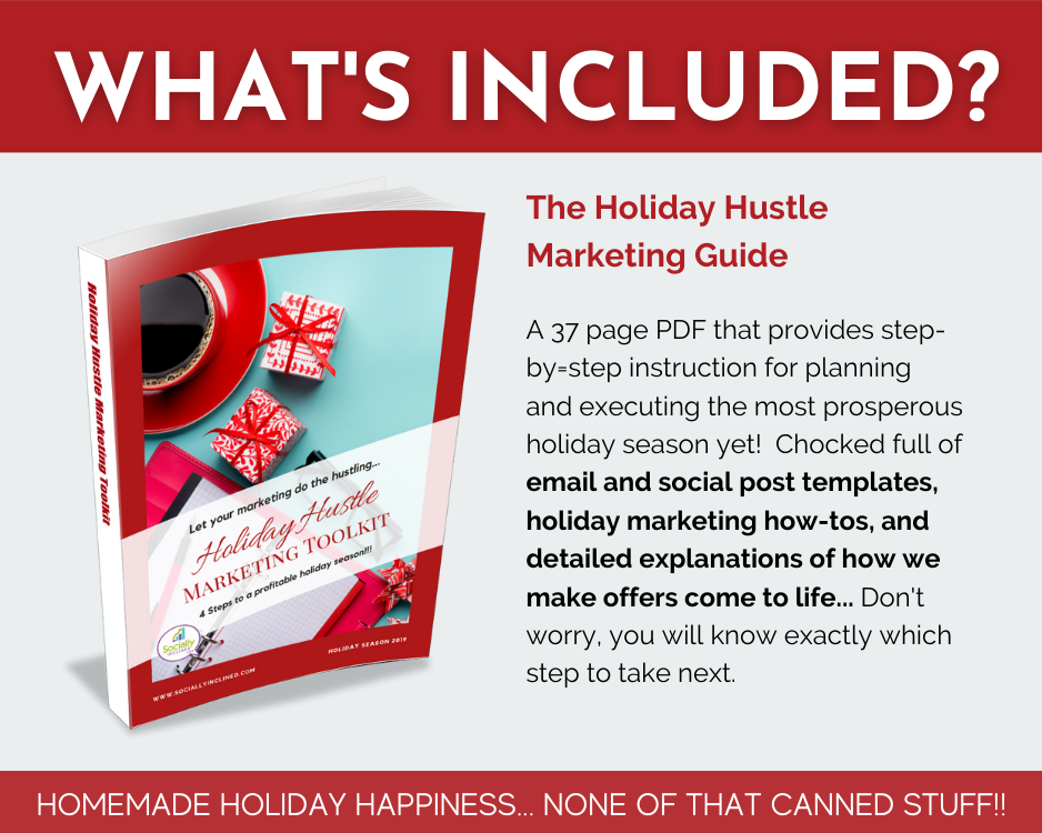 What's included in the HUGE Holiday Hustle Marketing Toolkit by Get Socially Inclined?