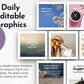 Boost engagement and promote social media content for March with a collage of six editable graphics from Get Socially Inclined's March Daily Posting Plan - Your Social Plan, featuring motivational quotes, flowers, a clock, a woman with a hat, and nature scenes.