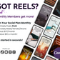 A flyer with the words got reels? join the Get Socially Inclined Your Social Plan Membership for monthly posting and business-building prompts.