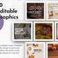 The November Daily Posting Plan by Get Socially Inclined offers 90 editable Canva graphics with autumn themes, questions, quotes, and seasonal images—perfect for content creation and branding your November social media posts.