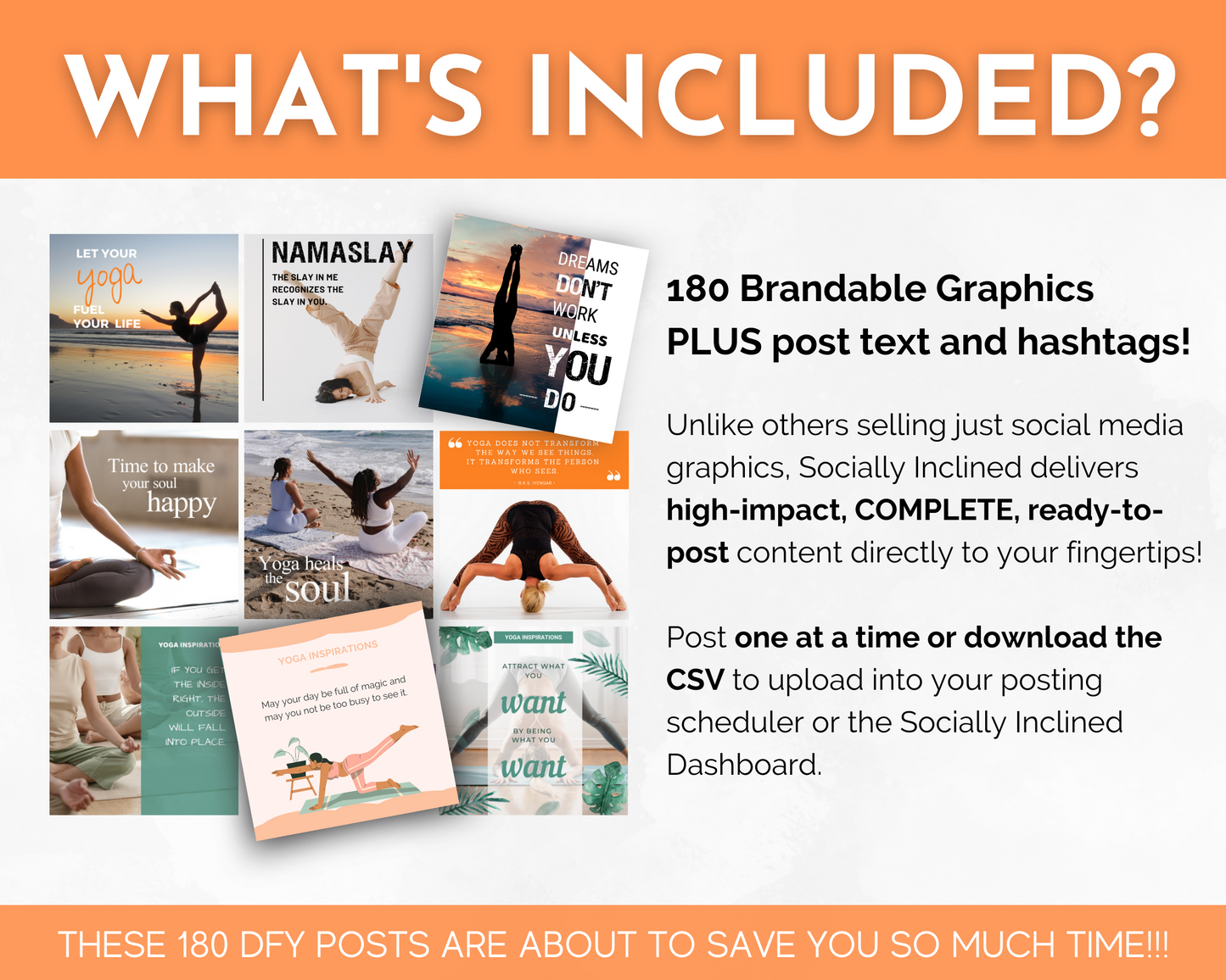 What's included in the Socially Inclined Yoga Social Media Post Bundle - With Canva Templates?