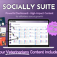 A promotional graphic for "Get Socially Inclined's Socially Suite Membership Annual," highlighting its features as a powerful content dashboard with high-impact content for social media marketing growth, indicating that it includes content for veterinarians and allows for up.