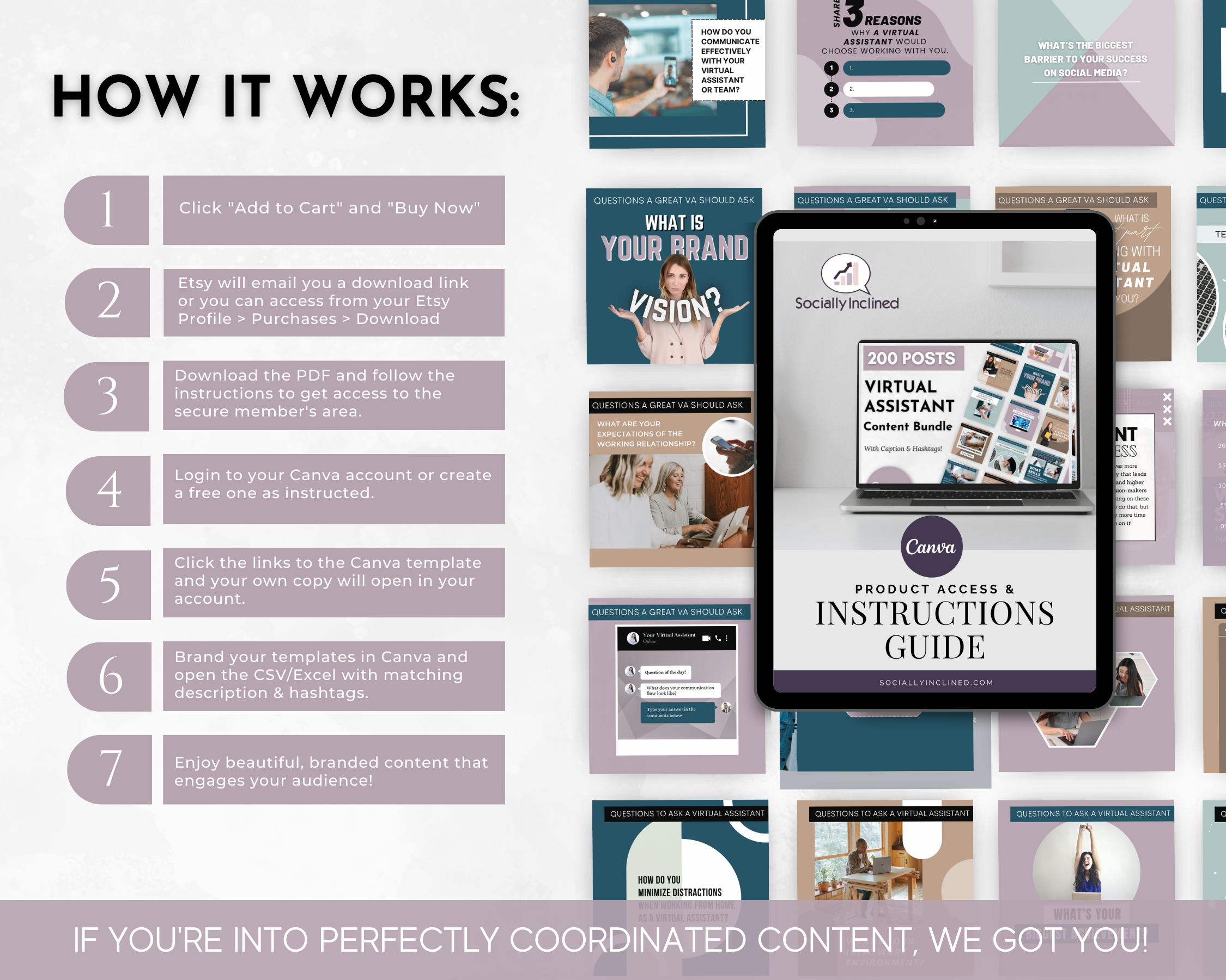 How to effectively use Socially Inclined's Virtual Assistant Social Media Post Bundle with Canva Templates.