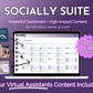 An advertisement for the Socially Suite Membership Annual by Get Socially Inclined, a digital service offering a powerful content dashboard and content solutions for social media marketing growth, claiming to support up to 5 posts per day to enhance your online presence.