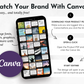 A smartphone shows Get Socially Inclined's AUGUST Daily Posting Plan with the Canva logo, plus easy instructions to download, open, and edit the product PDF in Canva—ideal for boosting your social media presence.