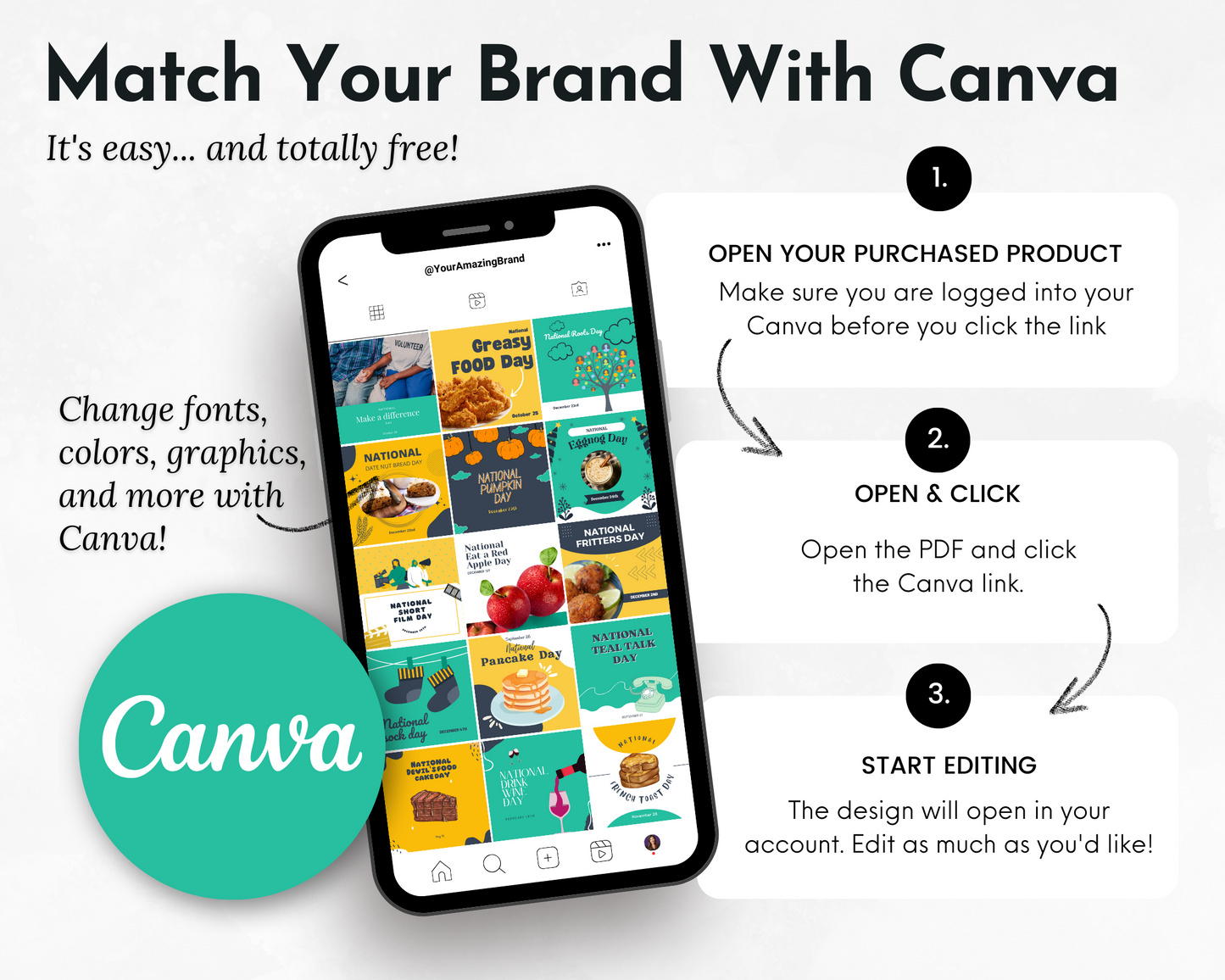 Match your Socially Inclined brand with the National Days Social Media Post Bundle with Canva Templates for customer engagement.