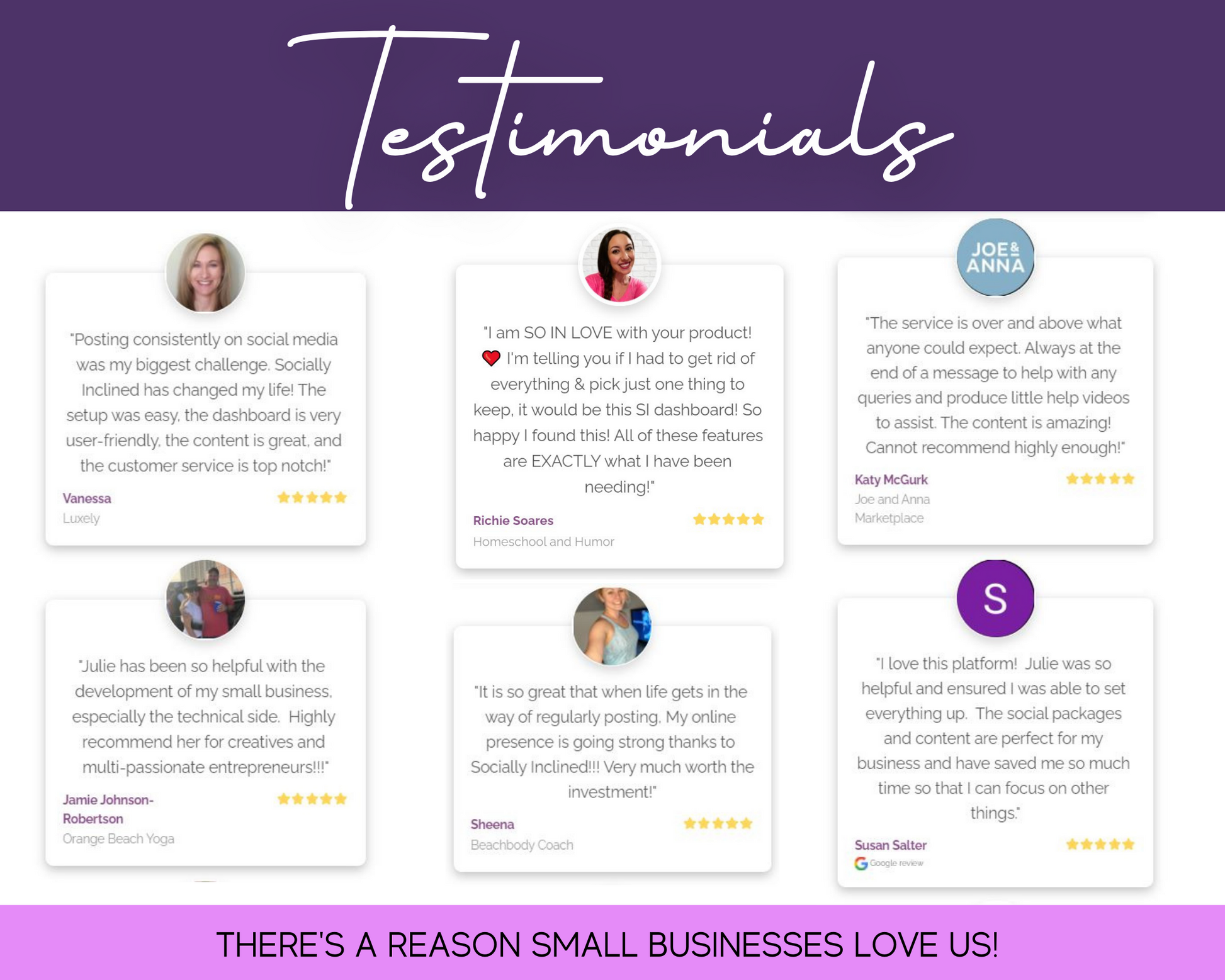 Testimonials for small businesses looking to achieve growth and monetization through the ULTIMATE Grow & Monetize Your Facebook Group Bundle by Get Socially Inclined.