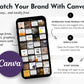 A smartphone displays Canva templates from the “October Daily Posting Plan - Your Social Plan” by Get Socially Inclined. Instructions show how to use the product PDF in Canva. The Canva logo appears at bottom left—ideal for daily posting!.