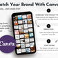 Phone displaying Canva design templates with a step-by-step guide on how to use it.
