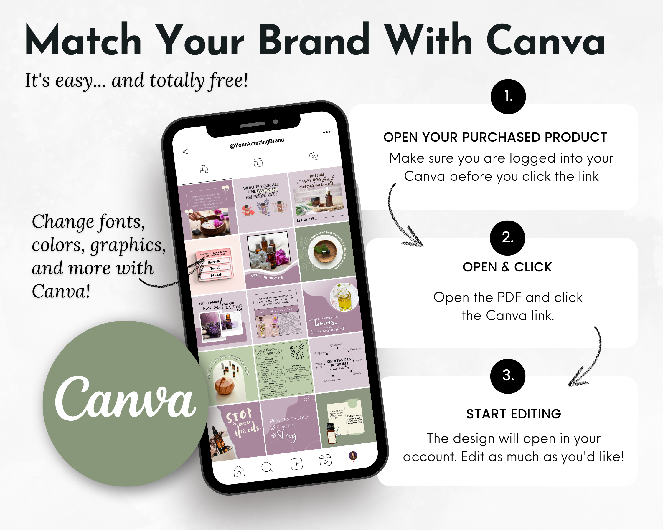 Boost your marketing efforts by matching your Essential Oils Business with Socially Inclined's Essential Oils Social Media Post Bundle with Canva Templates.