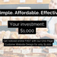 A woman holding bread next to a bakery display. Text overlay: "Simple. Affordable. Effective. Your investment: $1,000. One-Page Wonder by Socially Inclined - High-Quality, SEO-optimized Website Design for just $1,000.