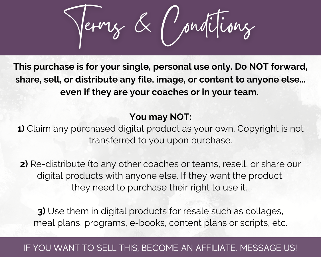 The terms and conditions for the purchase of Get Socially Inclined's November Daily Posting Plan - Your Social Plan, including audience engagement.