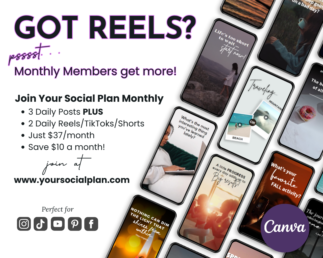 A dynamic flyer showcasing the November Daily Posting Plan - Your Social Plan, an innovative social media plan focused on audience engagement and content creation by Get Socially Inclined.