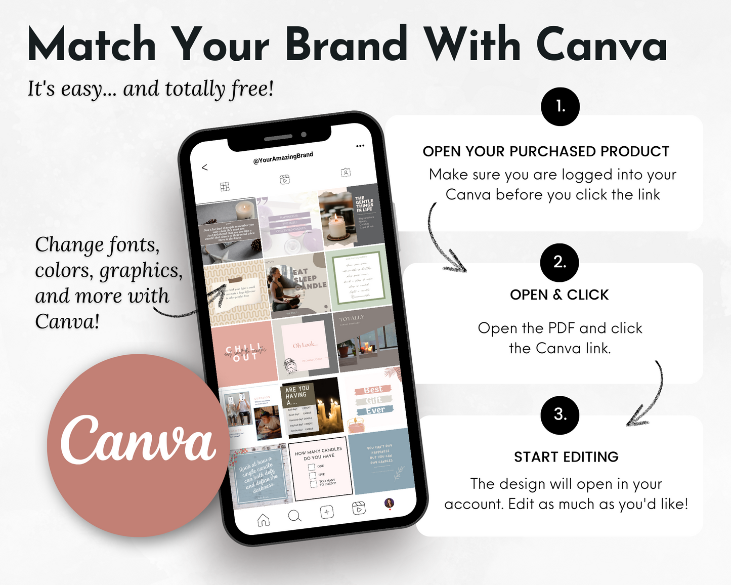 Match your brand with Candles & Scents Social Media Post Bundle and Canva Templates from Socially Inclined.