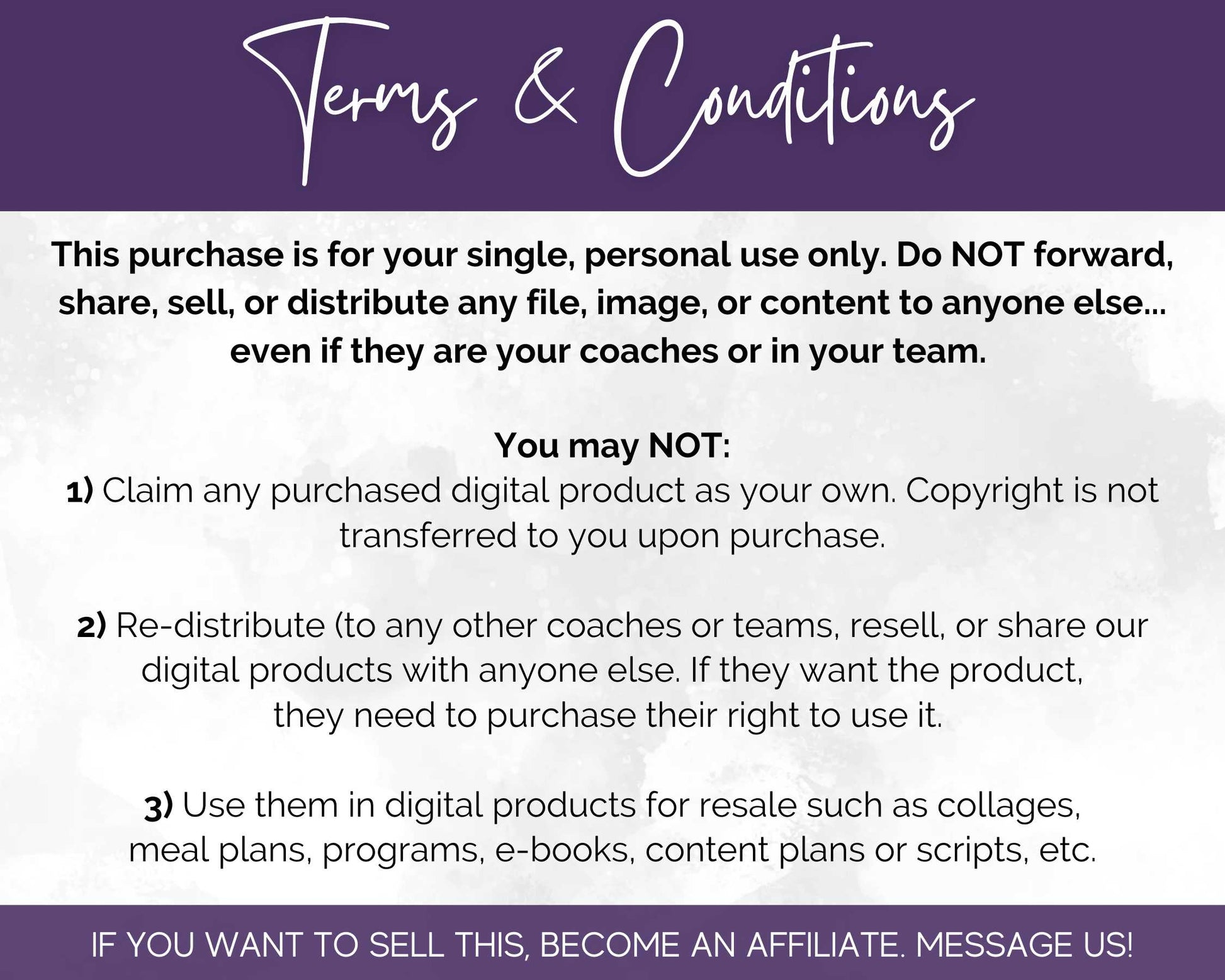 The terms and conditions for the February Daily Posting Plan by Get Socially Inclined detail restrictions on sharing or reselling this digital product. Follow these guidelines to effortlessly comply while creating your February content or boosting engagement.