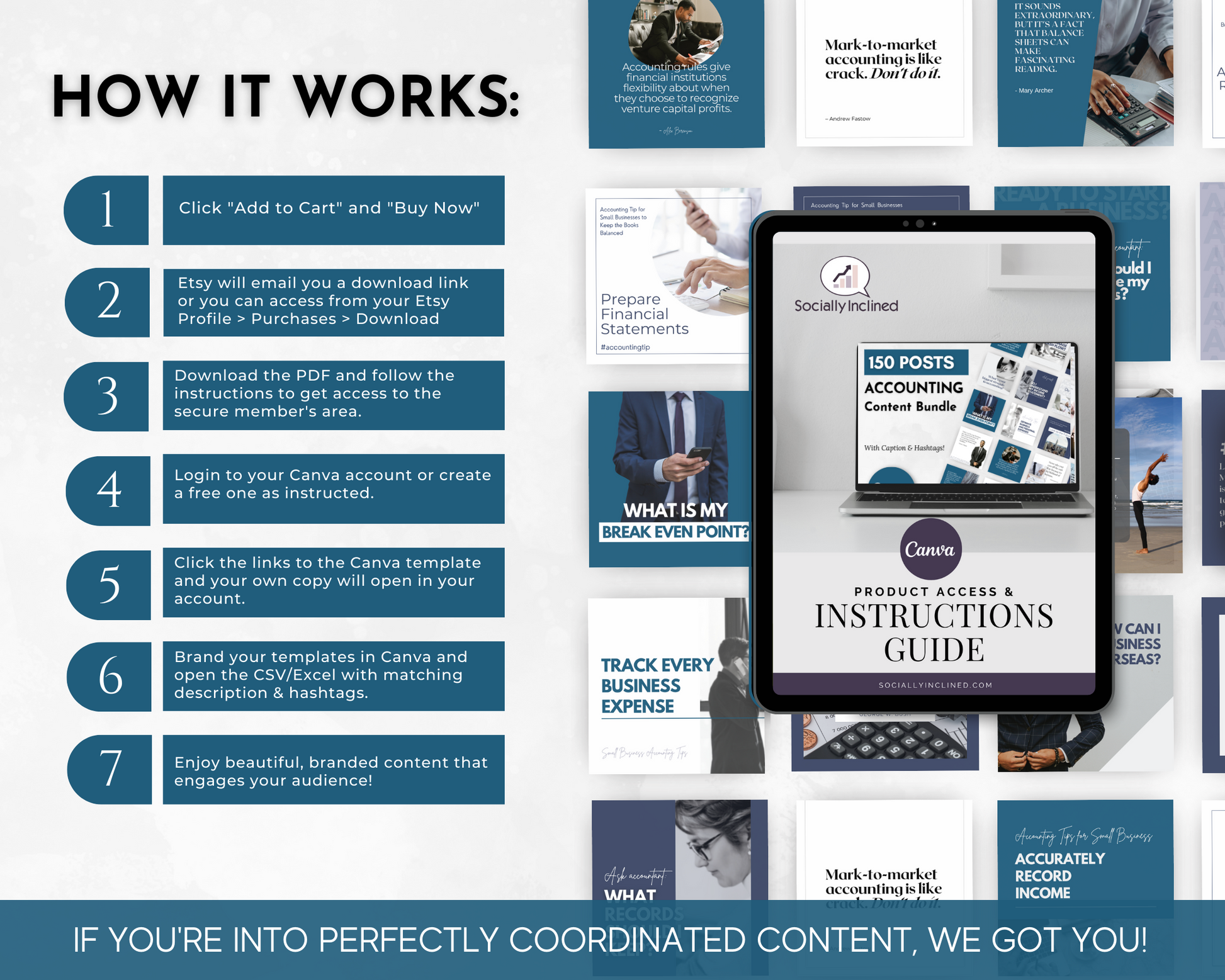 How Socially Inclined's Accounting Social Media Post Bundle with Canva Templates works for business.