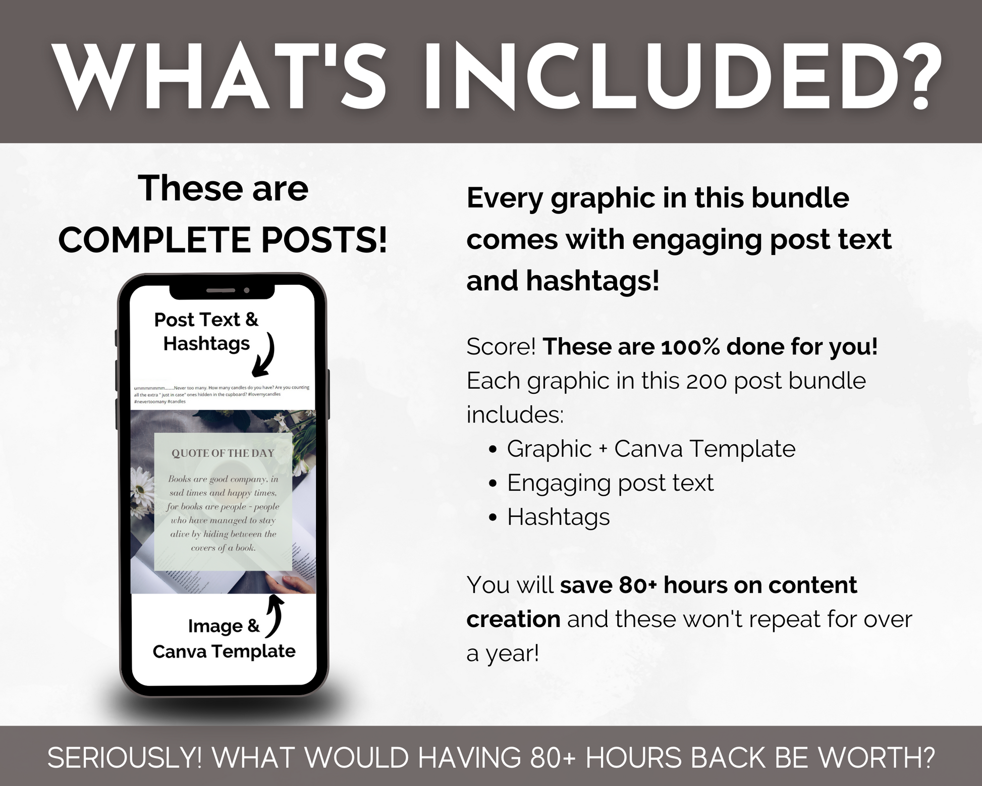 What's included in this Book Lover's Social Media Post Bundle with Canva Templates package from Socially Inclined?