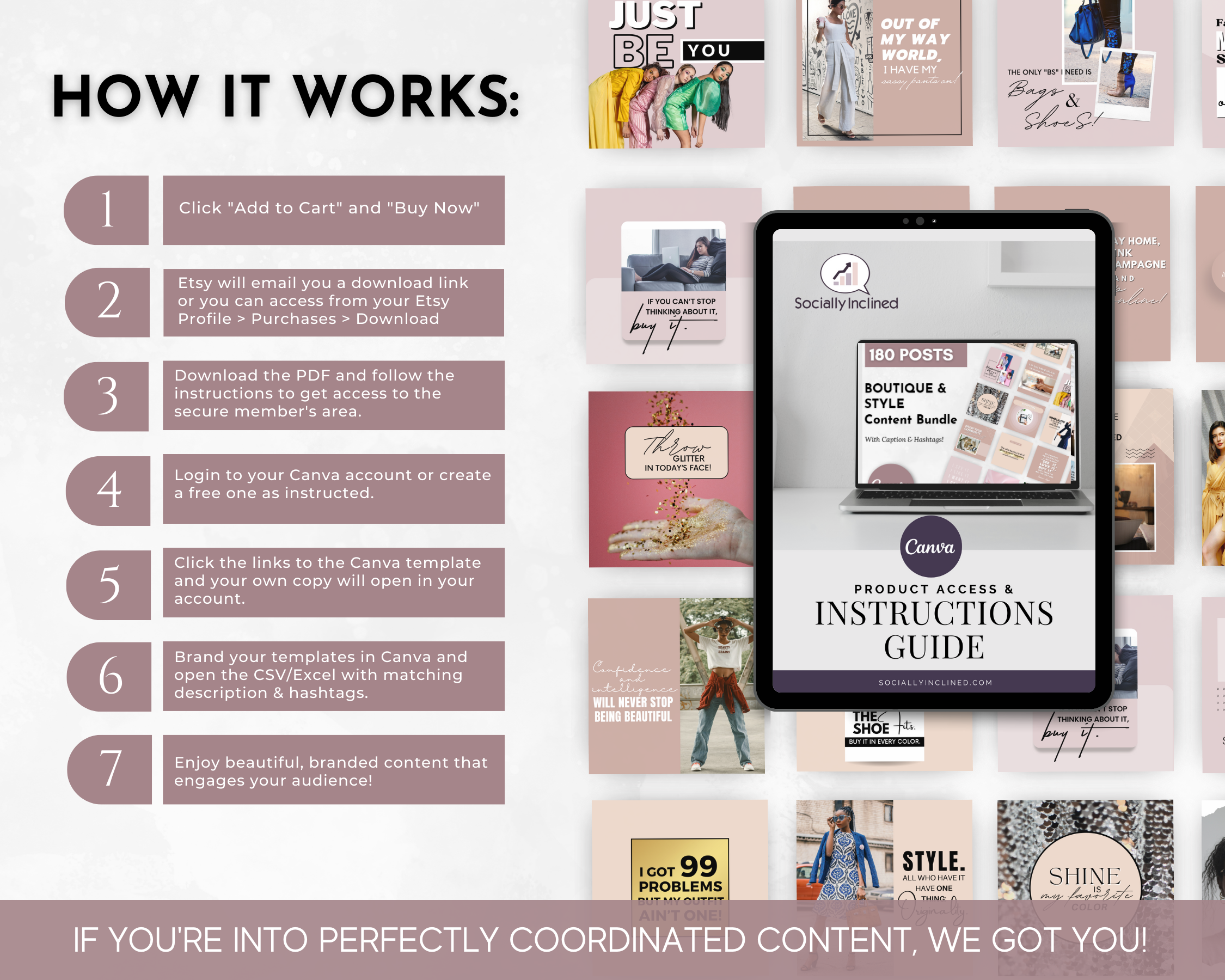 How to Use Hashtags and Keywords in Social Media Images - A Ready-To-Post Instruction Guide for the Boutique & Style Store Social Media Post Bundle with Canva Templates by Socially Inclined.