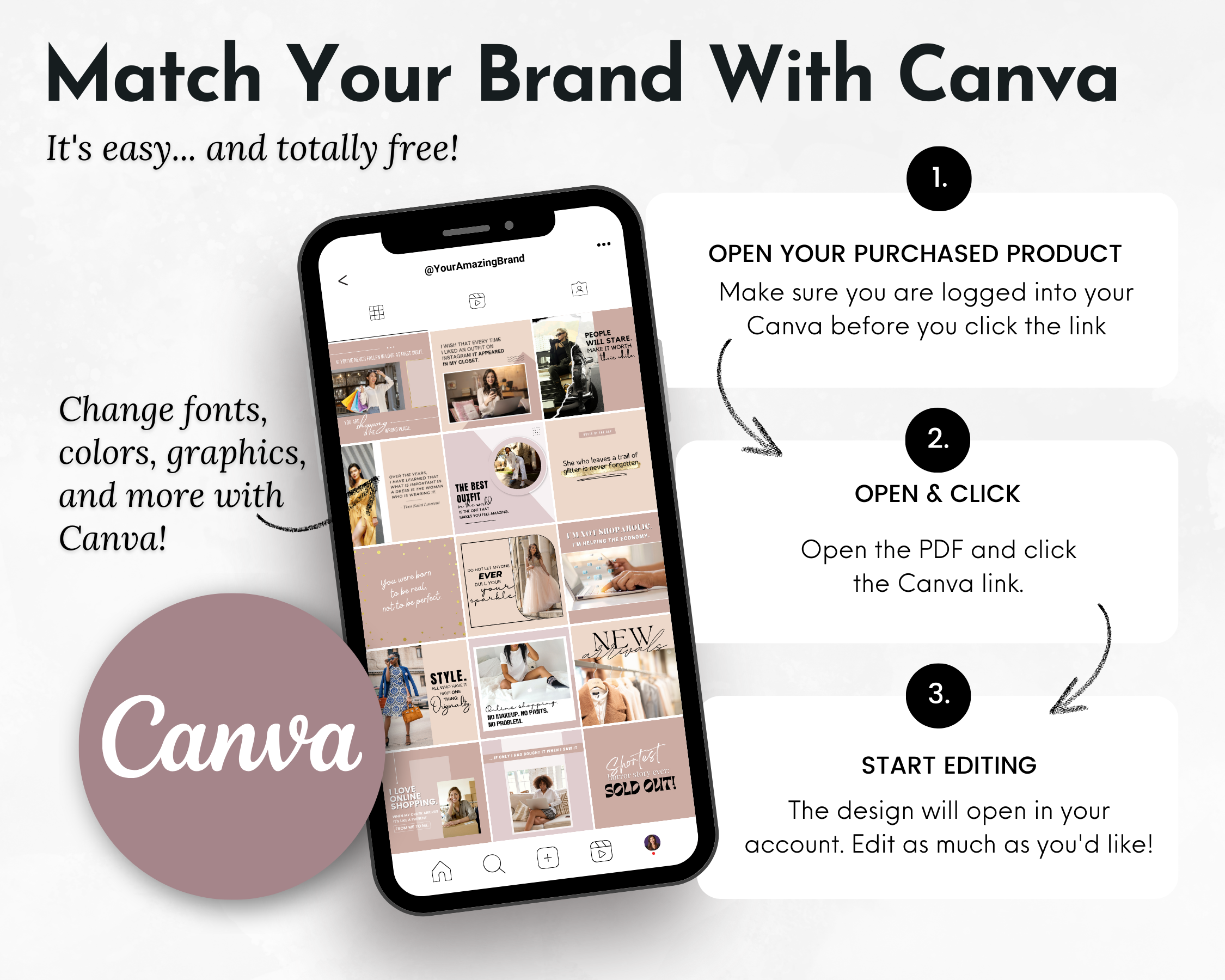 Pair your brand, Socially Inclined, with canvas and connect with clothing & fashion influencers. Generate buzz for your handmade creations using captivating social media images and craft ready-to-post text captions with the Boutique & Style Store Social Media Post Bundle, equipped with Canva Templates.
