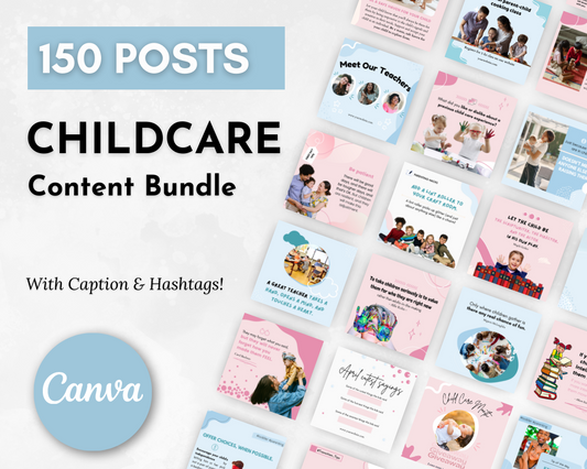 150 Childcare Social Media Post Bundle with Canva Templates for Socially Inclined.