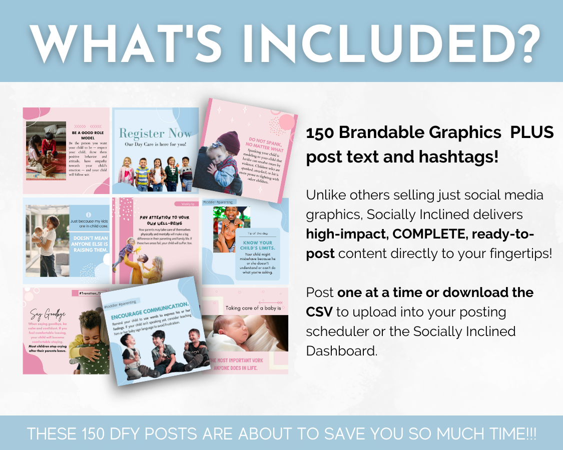 What's included in the Childcare Social Media Post Bundle with Canva Templates?