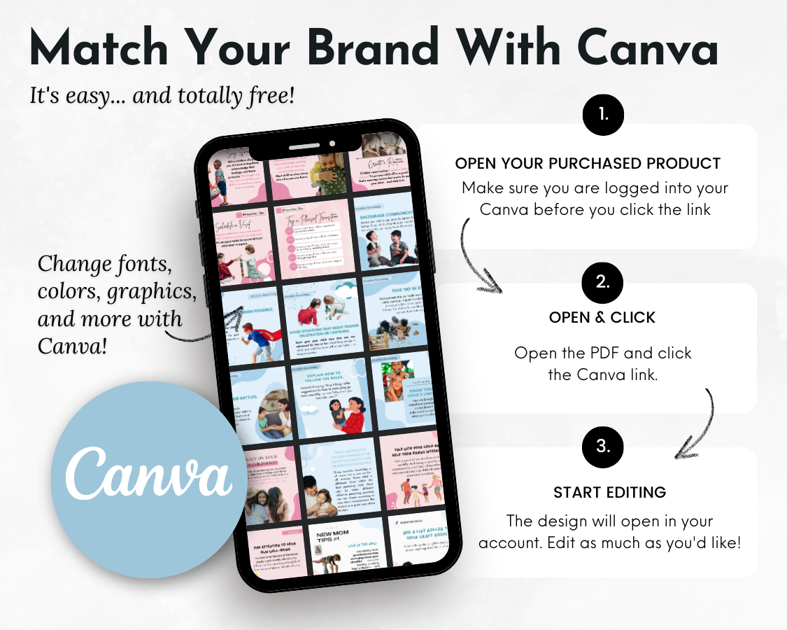 Amplify your brand with stunning Social Media Post Bundle Canva Templates, perfect for showcasing your Childcare services.
Revised sentence: Amplify your brand with stunning Childcare Social Media Post Bundle Canva Templates, perfect for showcasing your services.