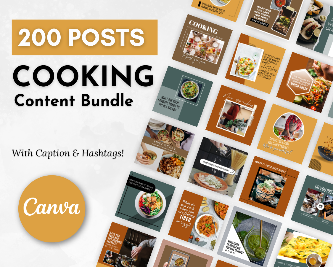 Cooking Social Media Post Bundle with Canva Templates – Socially Inclined