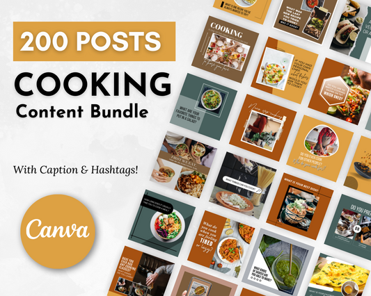 Cooking Social Media Post Bundle with Canva Templates