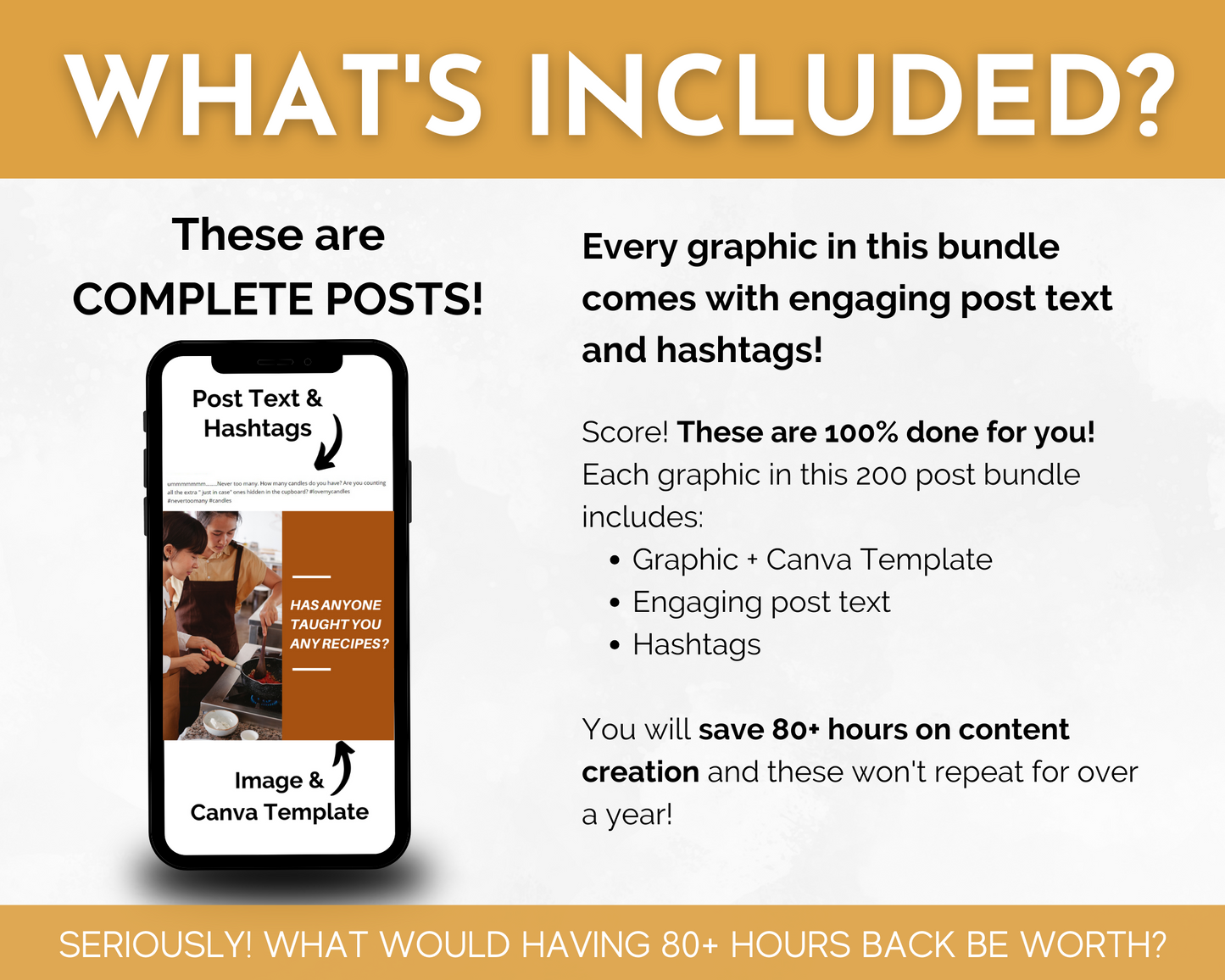What's included in the Cooking Social Media Post Bundle with Canva Templates by Socially Inclined?