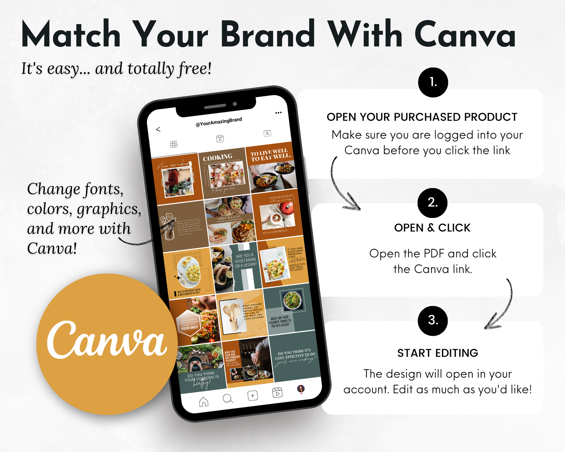 Match your Socially Inclined Cooking Social Media Post Bundle with Canva Templates.