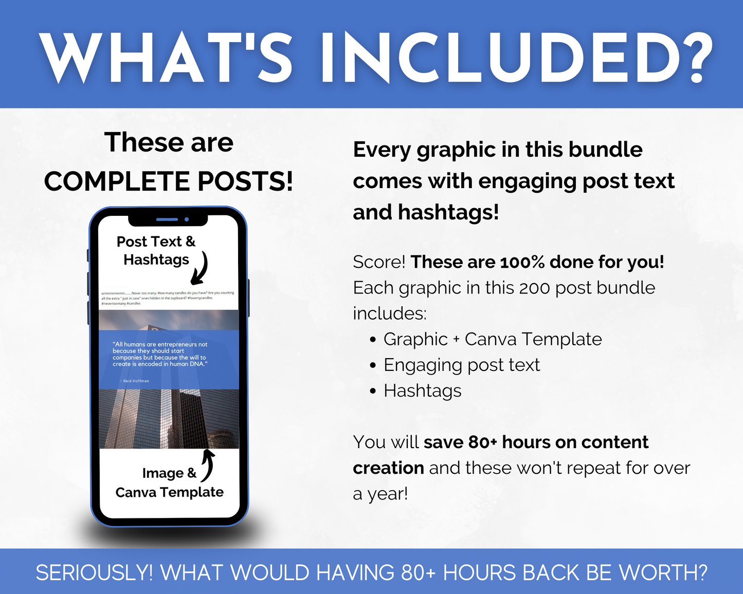 What's included in the Entrepreneur Social Media Post Bundle with Canva Templates | 150 Images by Socially Inclined for social media entrepreneurs?