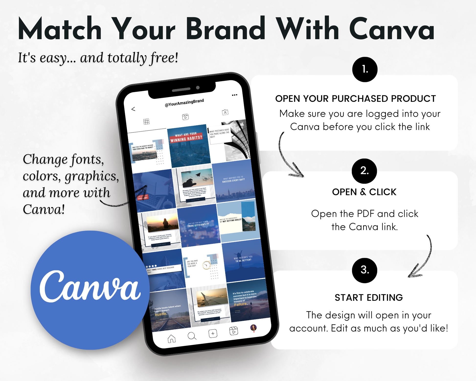 Match your Socially Inclined brand with the Entrepreneur Social Media Post Bundle with Canva Templates | 150 Images.