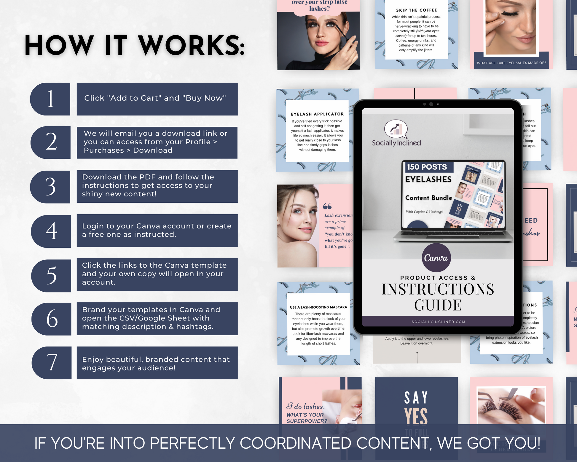 Learn how our innovative Socially Inclined social media platform works for eyelash professionals, offering a convenient Eyelashes Social Media Post Bundle with Canva Templates.