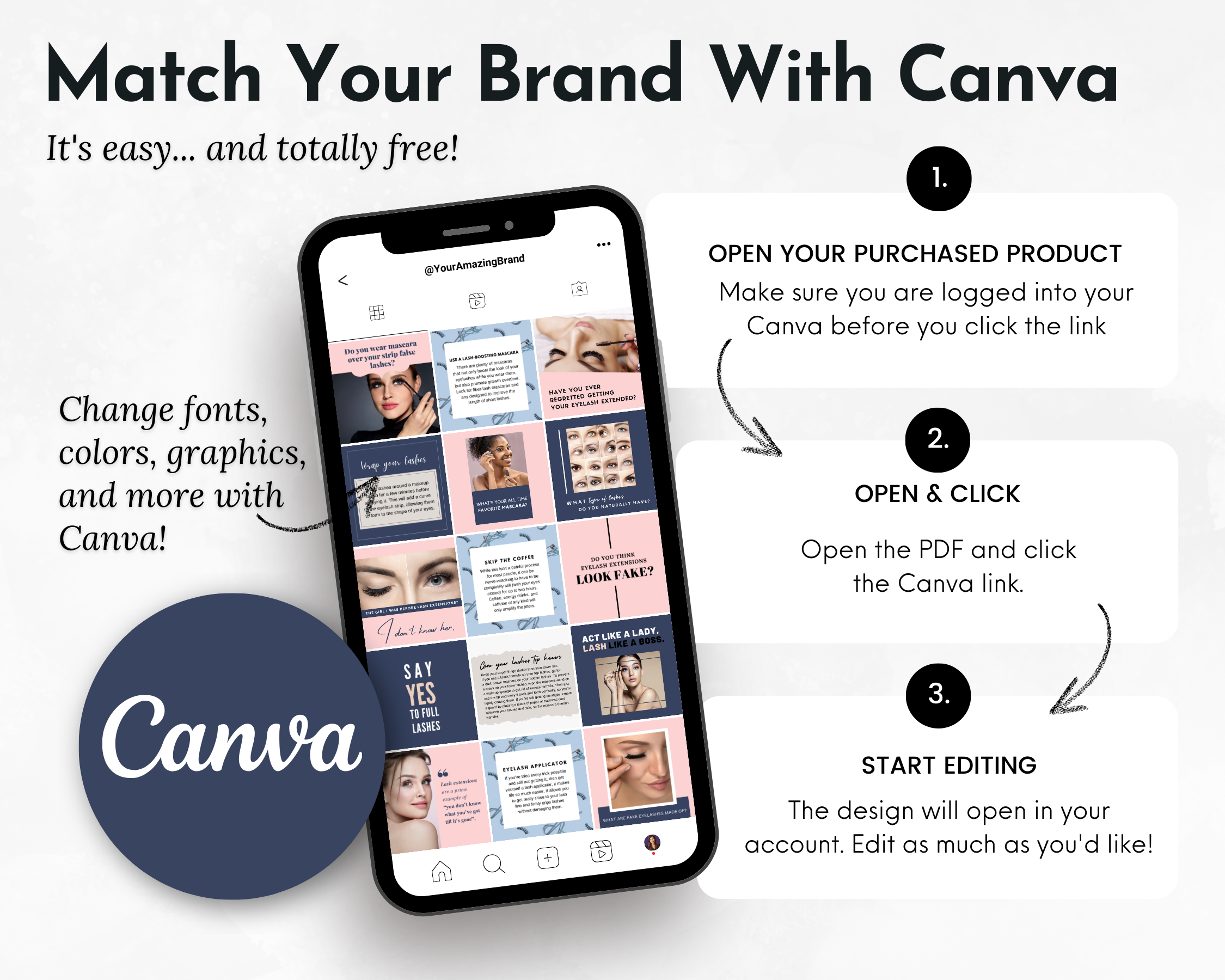 An Eyelashes Social Media Post Bundle with Canva Templates from the brand Socially Inclined.