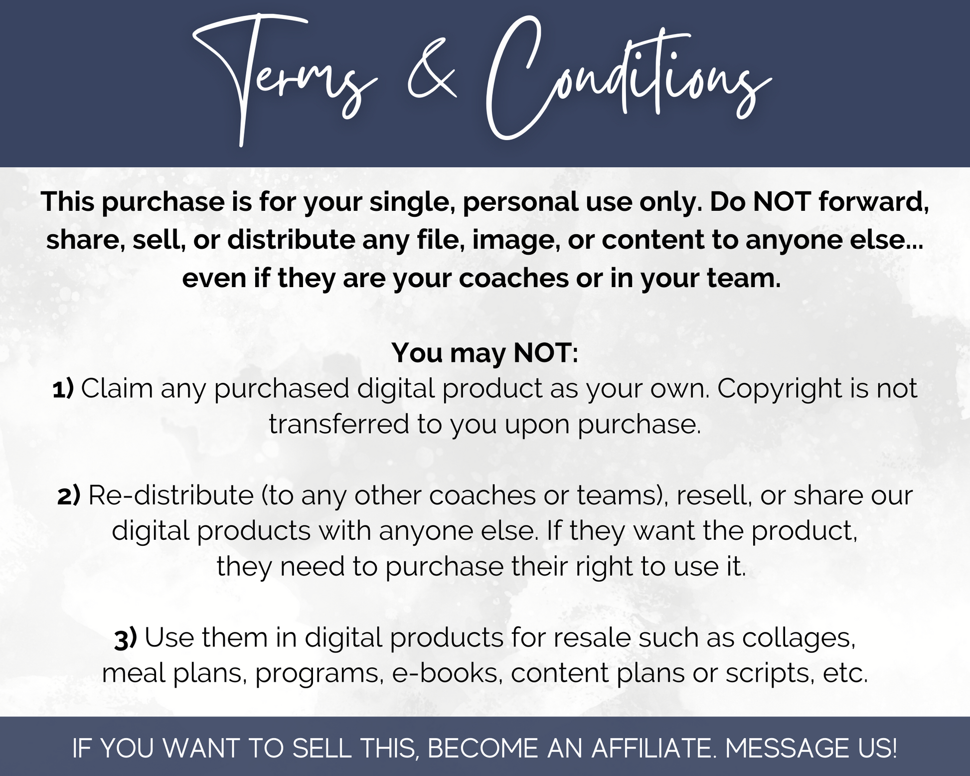 The terms and conditions for the purchase of a Eyelashes Social Media Post Bundle with Canva Templates including social media and content bundle by Socially Inclined.