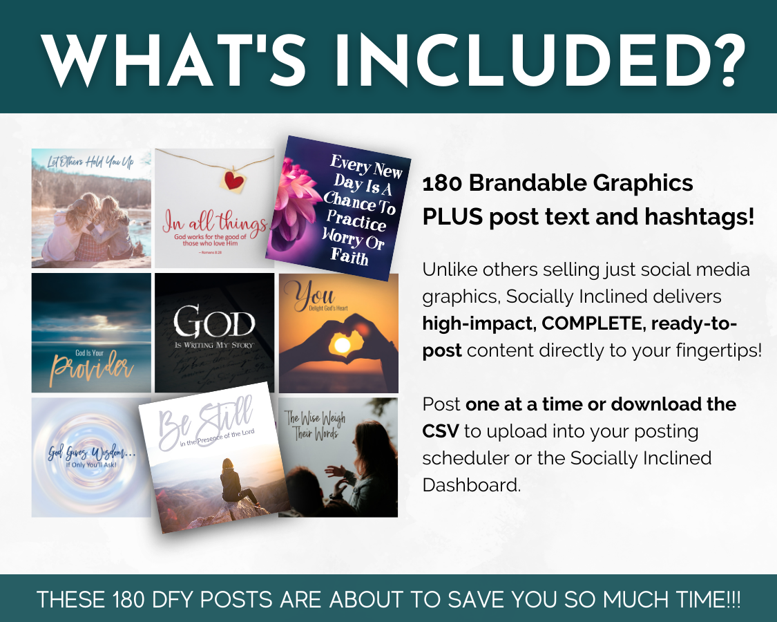 What's included in the FAITH & Spiritual Social Media Post Bundle - No Canva Templates by Socially Inclined?