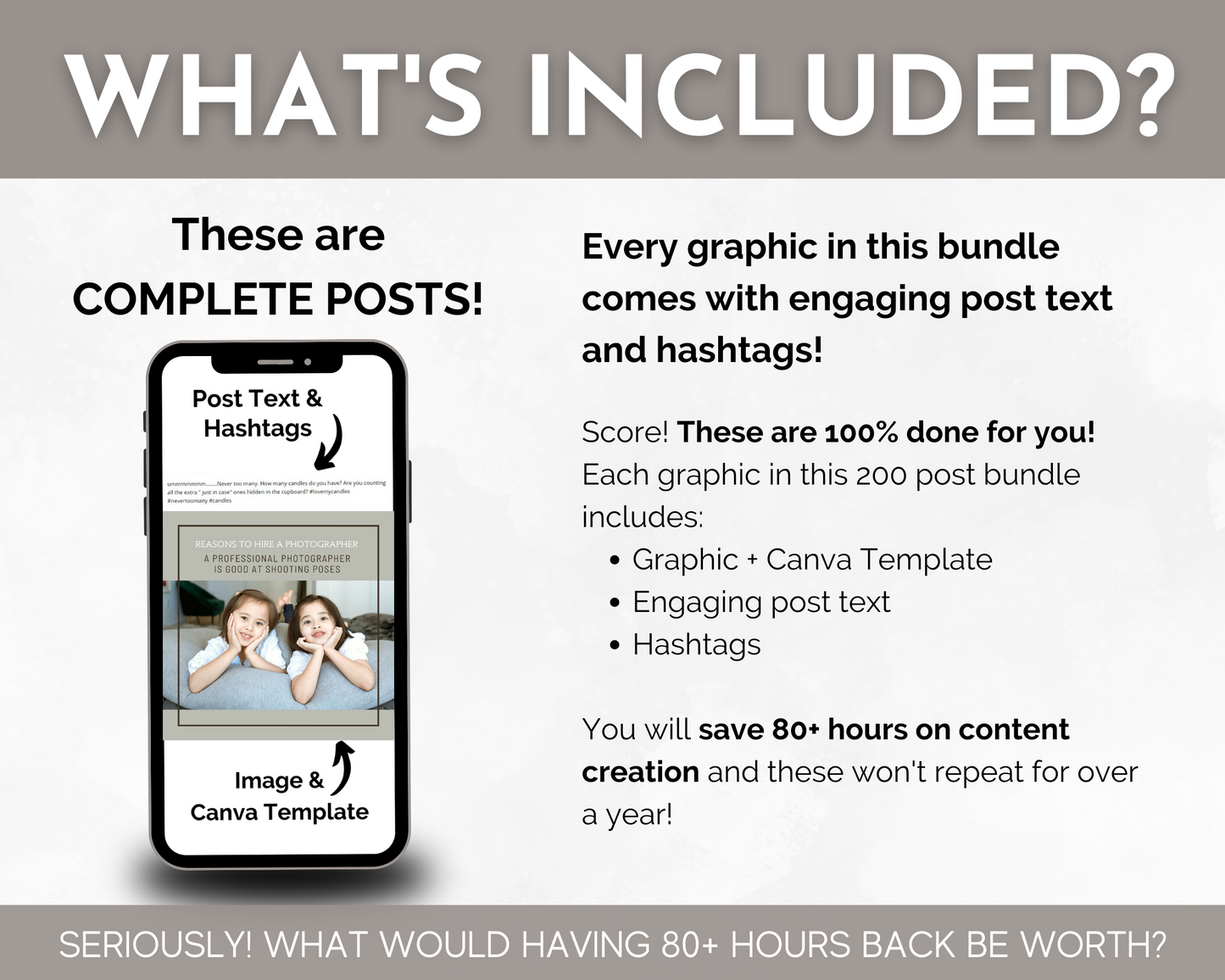 What's included in Socially Inclined's Family Photography Social Media Post Bundle with Canva Templates?