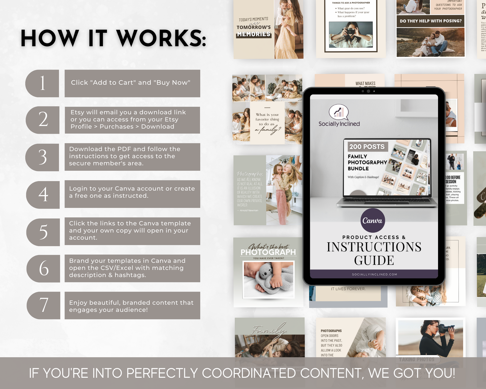 Learn how to use Socially Inclined's Family Photography Social Media Post Bundle with Canva Templates, the popular social media platform, through tutorials focused on family photography and content creation.