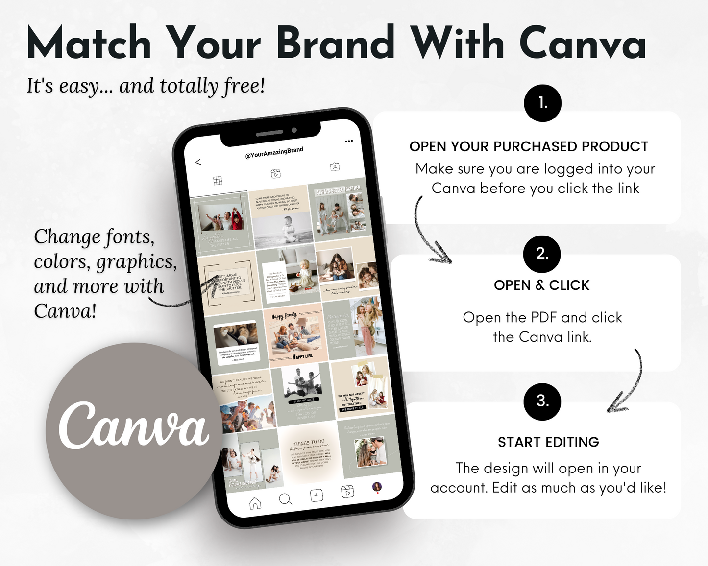 Match your Socially Inclined brand with the Family Photography Social Media Post Bundle with Canva Templates for social media.