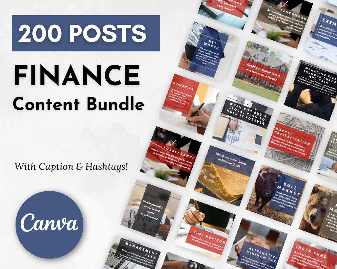 Finance Social Media Post Bundle with Canva Templates